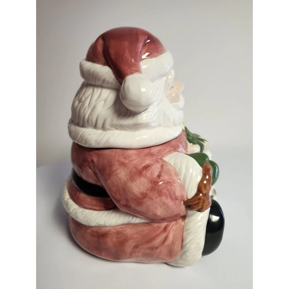 Vintage Santa Claus CHRISTMAS Ceramic COOKIE Jar World Bazaars Holiday Gift